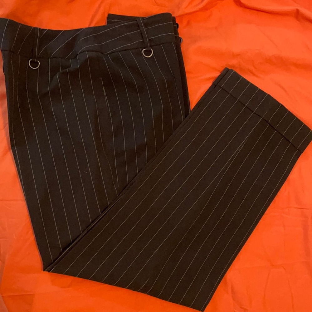 Cuffed Pinstriped Dress Pants by Larry Levine